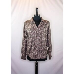Bit And Bridle Snap Up Top Floral Roll Tab Sleeve Size L